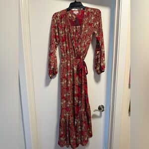Chic Paisley Long Sleeve Maxi Dress